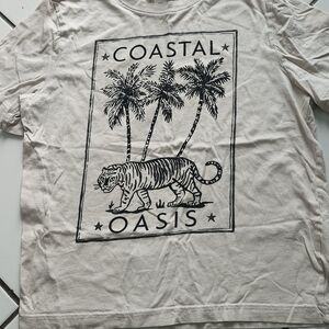 H&M Graphic T-Shirt - Cream with Leopard Print